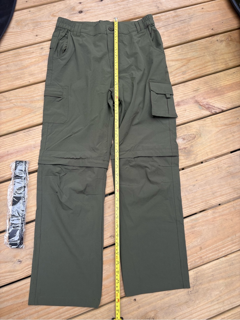 NEW Men’s L Olive Convertible Cargo Hiking Pants Zip Off Shorts Belt Tactical - Picture 6 of 6